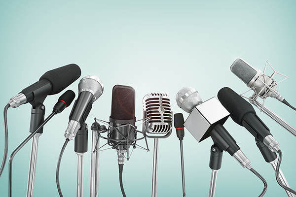 Images of microphones like at a media call
